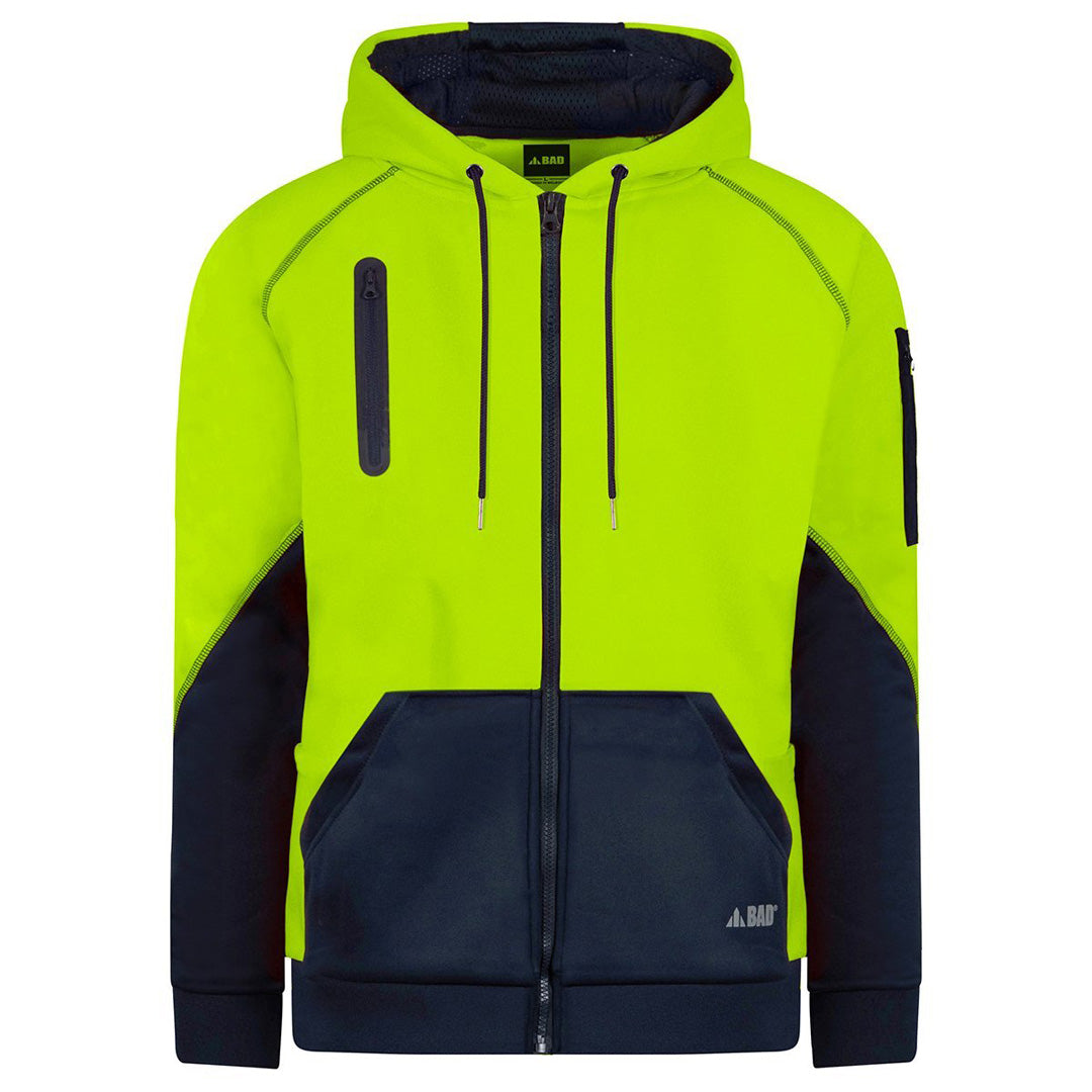 Bad Workwear The Bad Waterproof Rain Defend Hi Vis Fleece Hoodie | Full Zip Yellow Shirts & Tops