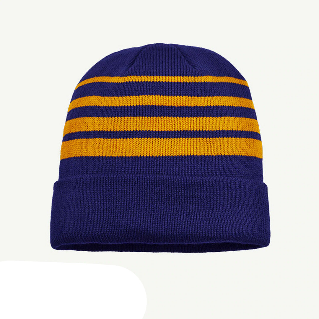 Grace Collection The Multi Stripe Beanie | Unisex Royal/Gold Hats