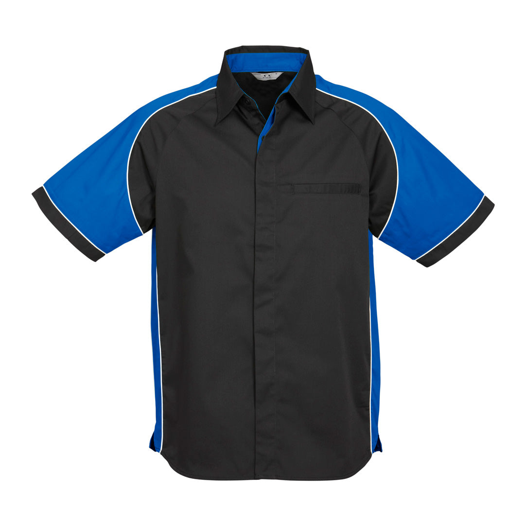 Biz Collection The Nitro Shirt | Mens | Short Sleeve Black/Royal Shirts & Tops