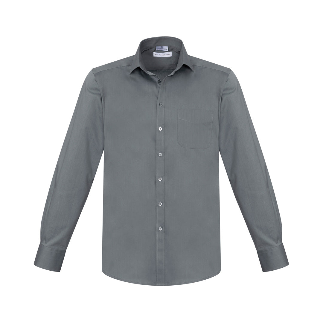 Biz Collection The Monaco Shirt | Mens | Long Sleeve Platinum Shirts & Tops