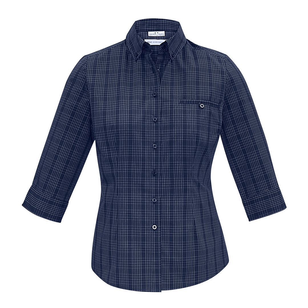 Biz Collection The Harper Shirt | Ladies | 3/4 Sleeve Ink/Silver Shirts & Tops