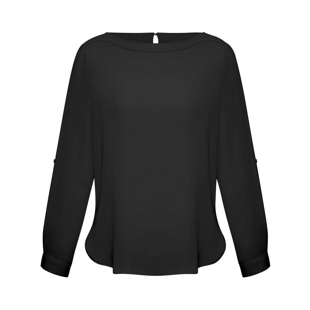 Biz Collection The Madison Boatneck | Ladies | Long Sleeve Black Shirts & Tops