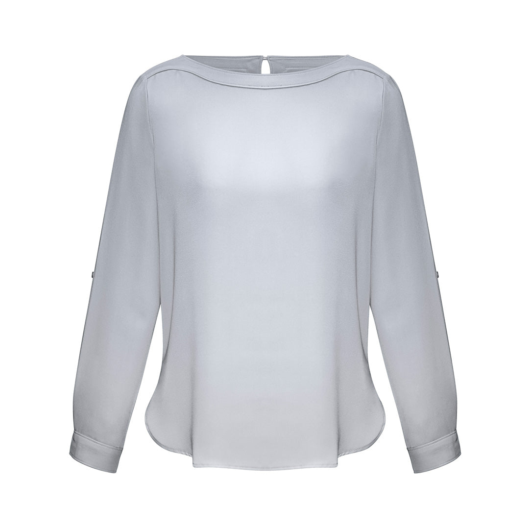 Biz Collection The Madison Boatneck | Ladies | Long Sleeve Silver Mist Shirts & Tops