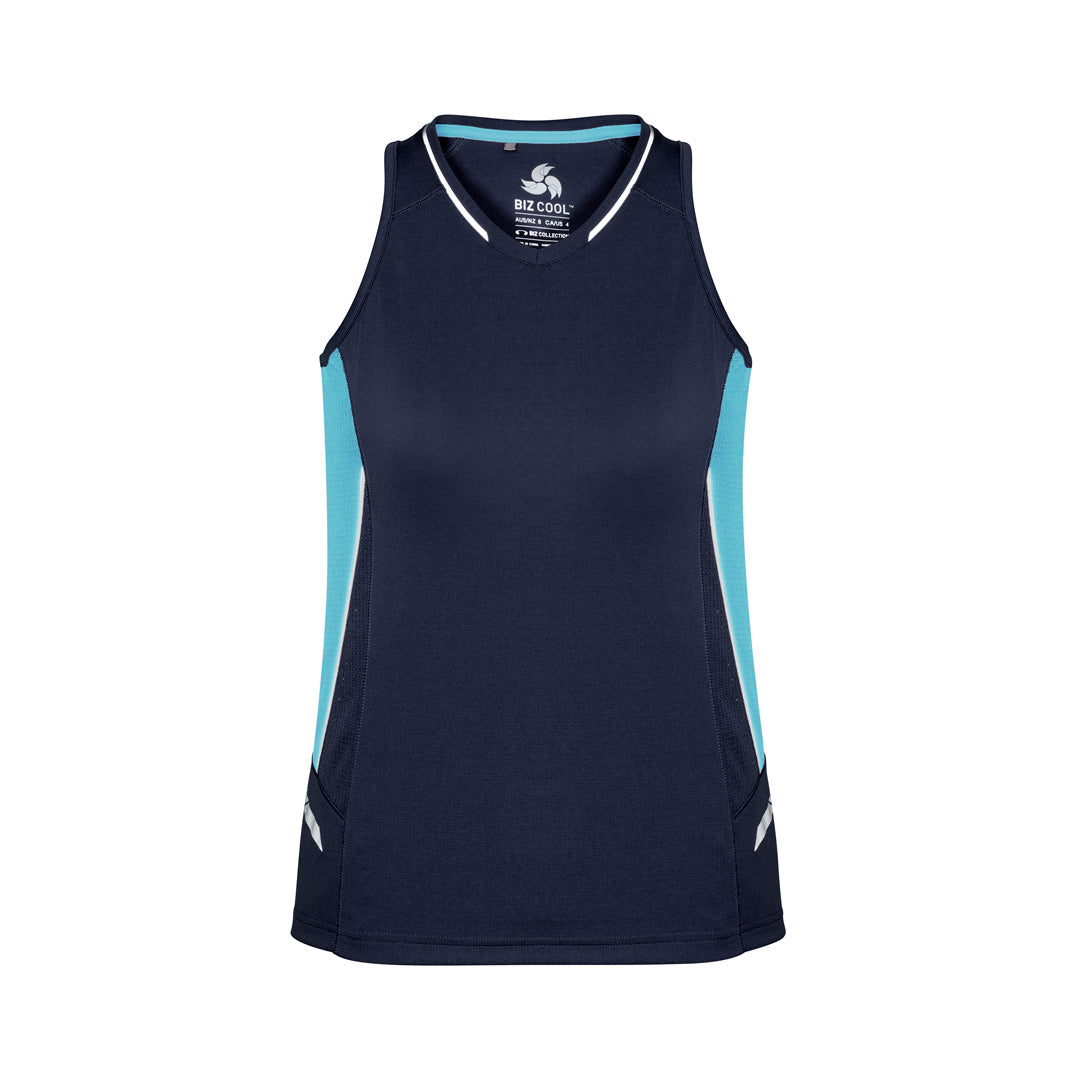 Biz Collection The Renegade Singlet | Ladies Navy/Sky/Silver Shirts & Tops