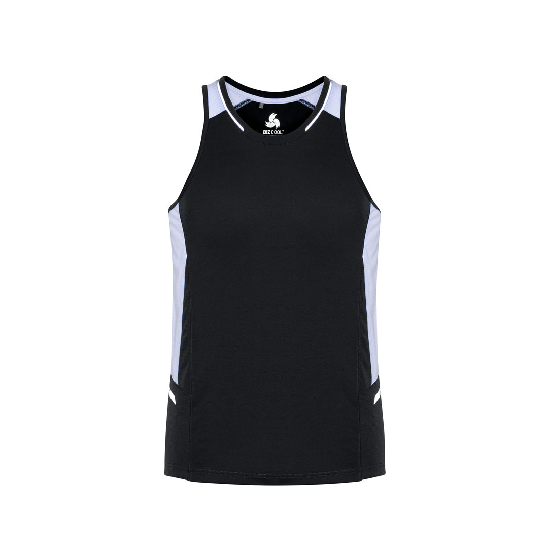Biz Collection The Renegade Singlet | Mens Black/White/Silver Shirts & Tops
