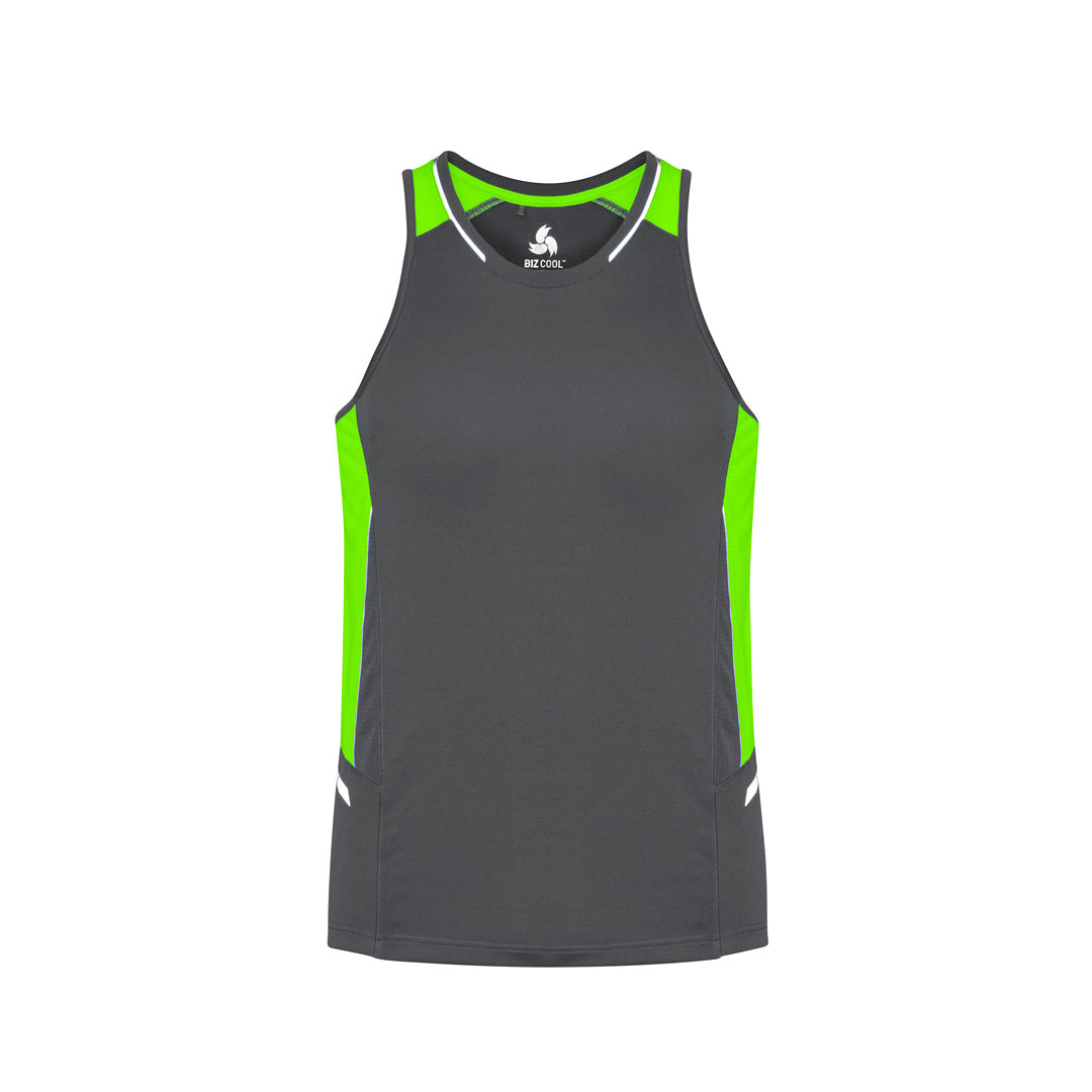 Biz Collection The Renegade Singlet | Mens Grey/Lime/Silver Shirts & Tops