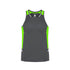Biz Collection The Renegade Singlet | Mens Grey/Lime/Silver Shirts & Tops