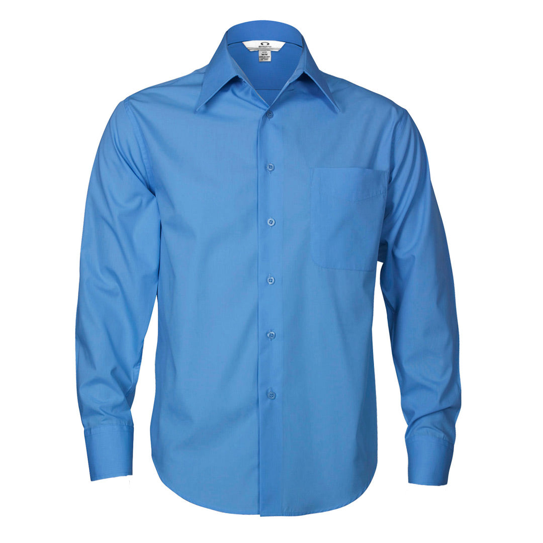 Biz Collection The Metro Shirt | Mens | Long Sleeve Mid Blue Shirts & Tops