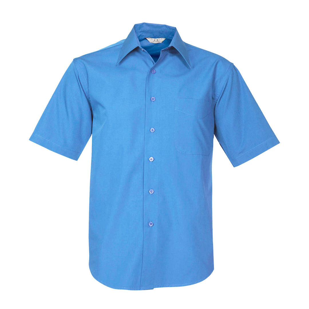 Biz Collection The Metro Shirt | Mens | Short Sleeve Mid Blue Shirts & Tops