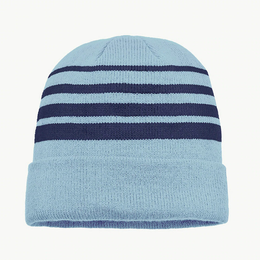 Grace Collection The Multi Stripe Beanie | Unisex Sky/Navy Hats