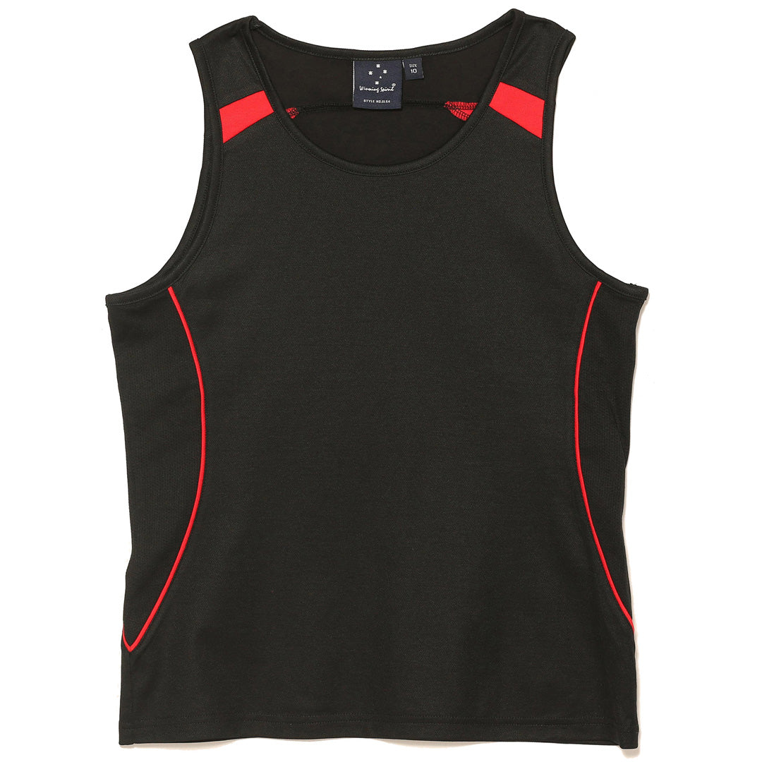 Winning Spirit The Legend Singlet | Ladies Black/Red Shirts & Tops