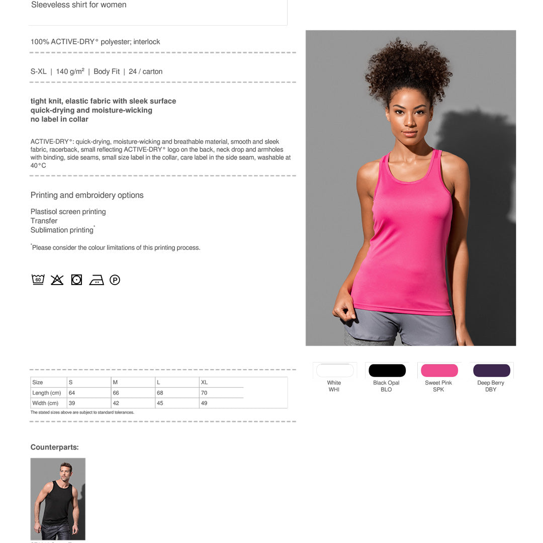 Stedman The Active Sports Singlet | Ladies Shirts & Tops