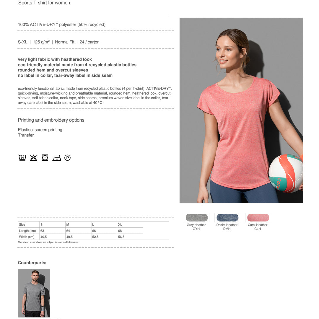 Stedman The Move Recycled Sports Tee | Ladies Shirts & Tops