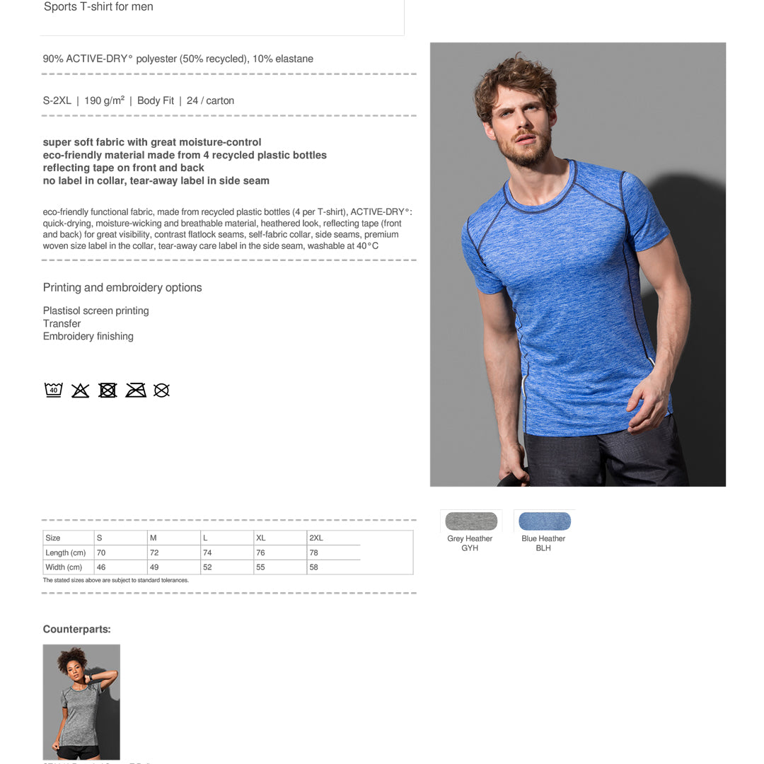 Stedman The Reflect Recycled Sports Tee | Mens Shirts & Tops