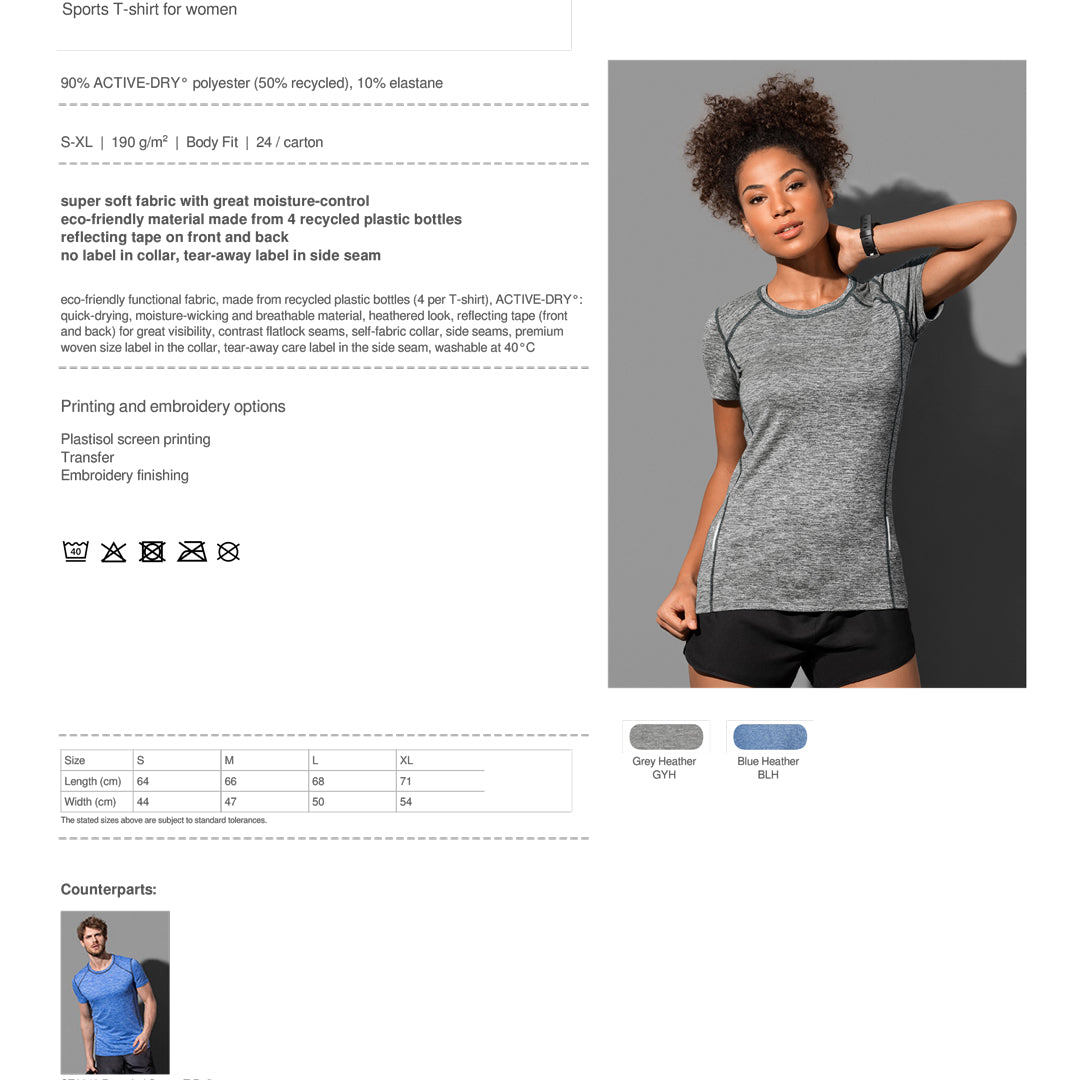 Stedman The Reflect Recycled Sports Tee | Ladies Shirts & Tops