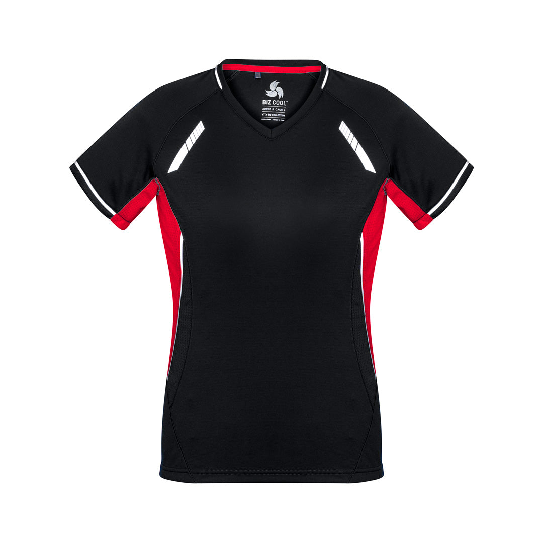 Biz Collection The Renegade Tee | Ladies | Short Sleeve Black/Red/Silver Shirts & Tops