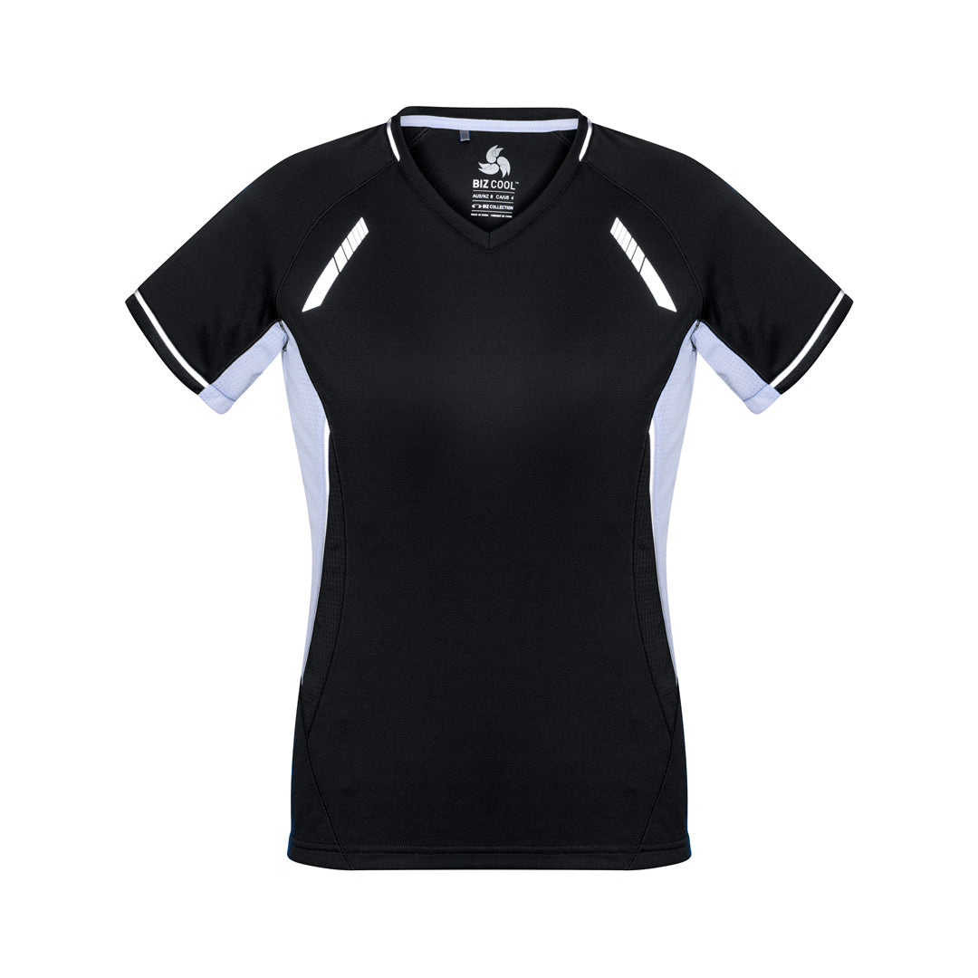 Biz Collection The Renegade Tee | Ladies | Short Sleeve Black/White/Silver Shirts & Tops