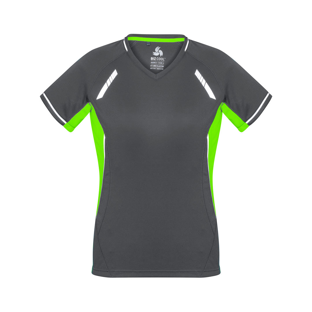 Biz Collection The Renegade Tee | Ladies | Short Sleeve Grey/Lime/Silver Shirts & Tops