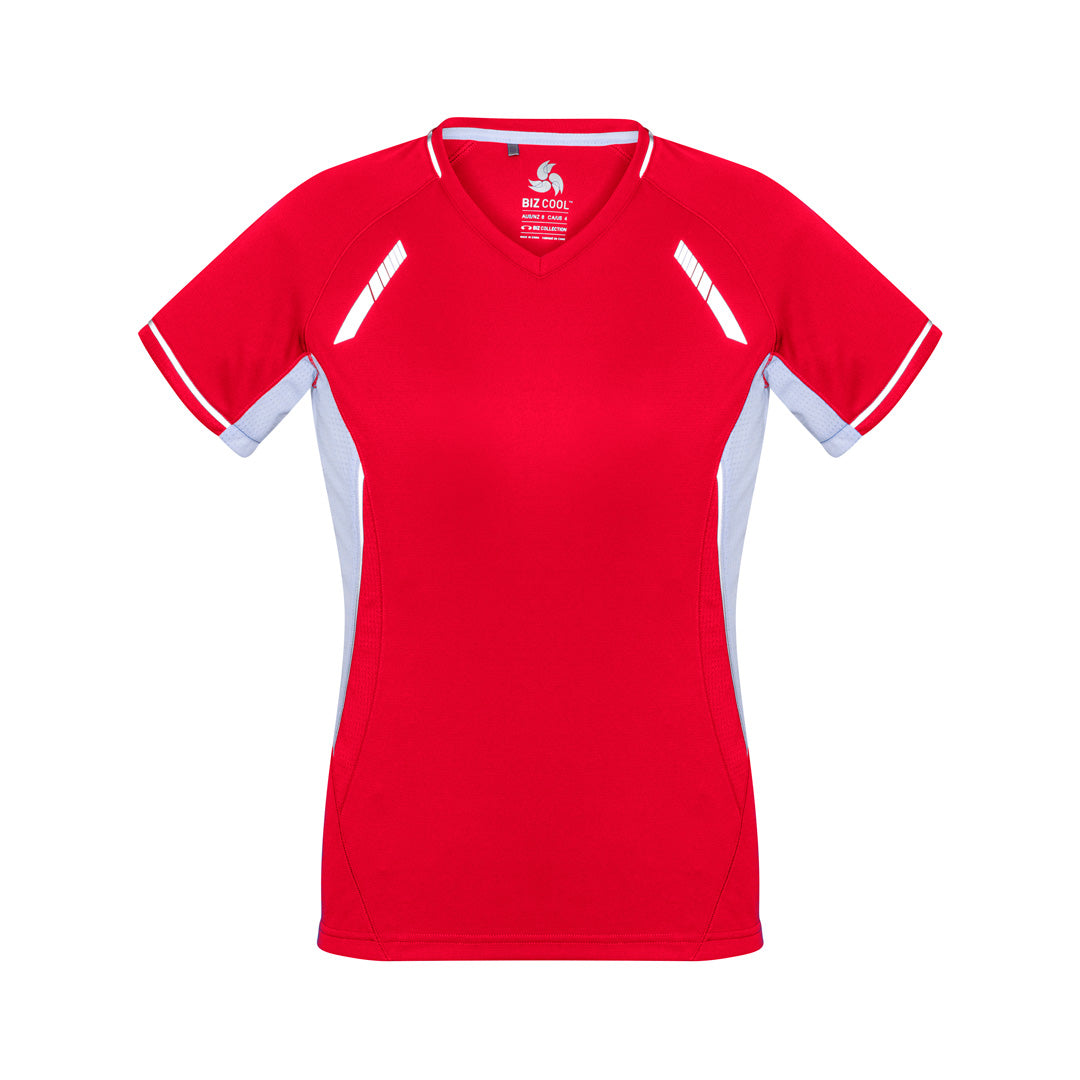 Biz Collection The Renegade Tee | Ladies | Short Sleeve Clearance Red/White/Silver Shirts & Tops