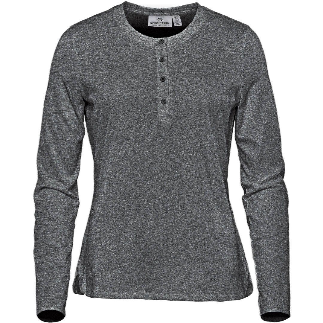Stormtech The Torcello Henley Tee | Long Sleeve | Ladies Graphite Marle Shirts & Tops