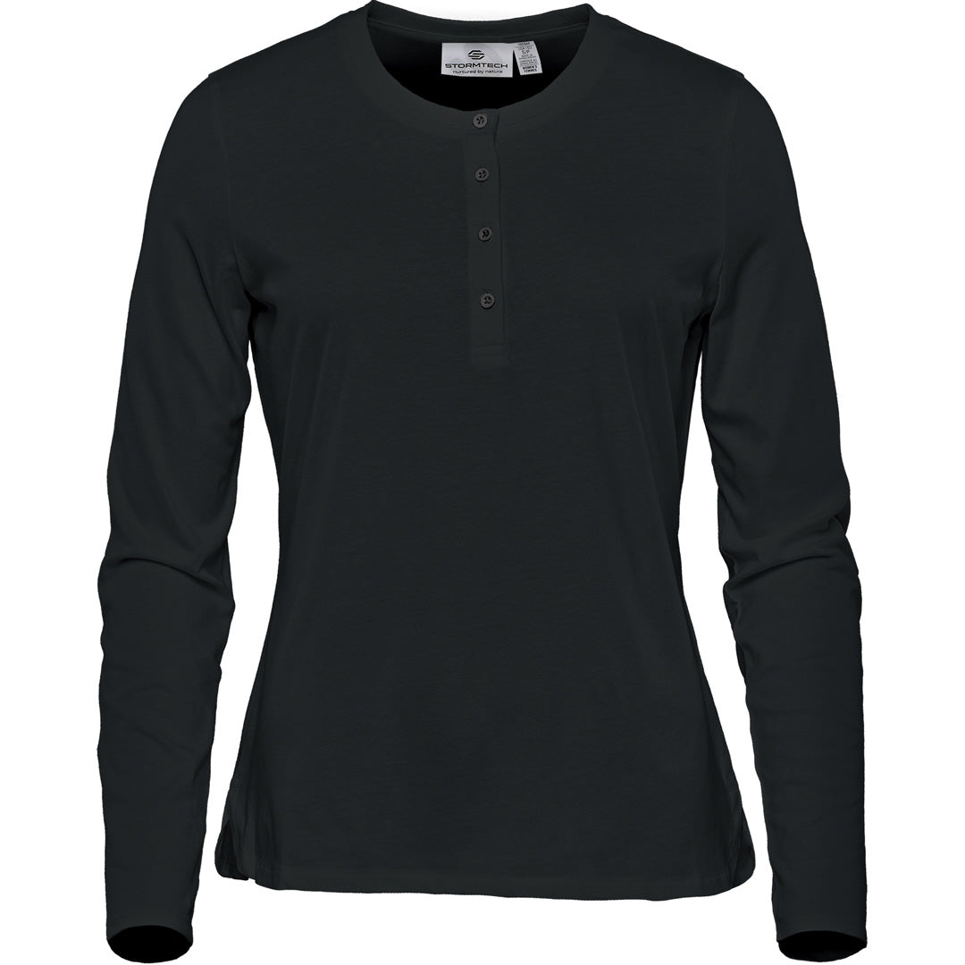Stormtech The Torcello Henley Tee | Long Sleeve | Ladies Black Shirts & Tops
