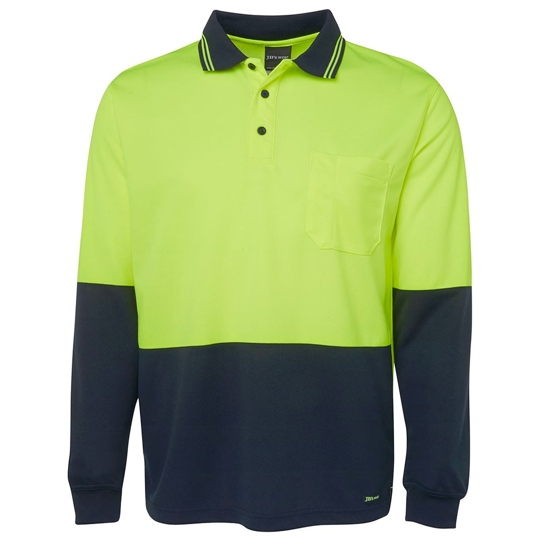 Jbs Wear The Traditional Hi Vis Polo | Long Sleeve | Adults Lime/Navy Work Safety Protective Gear