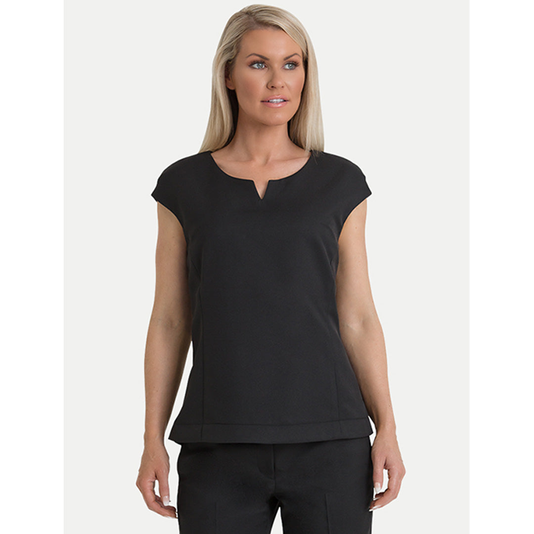 Corporate Comfort The Victoria Shell Top | Cap Sleeve | Ladies Black Shirts & Tops