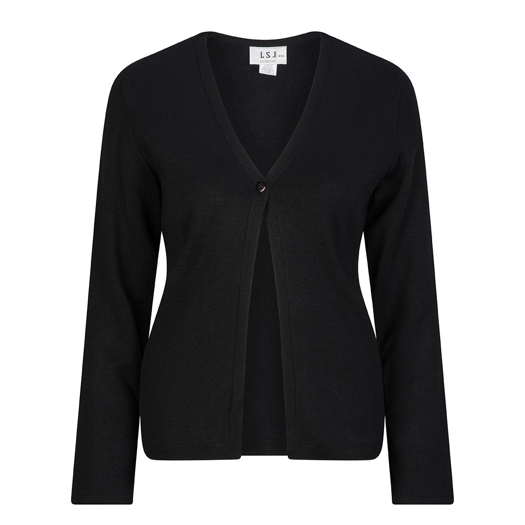 LSJ Collection The Single Button Cardigan | Ladies | Long Sleeve Black Outerwear