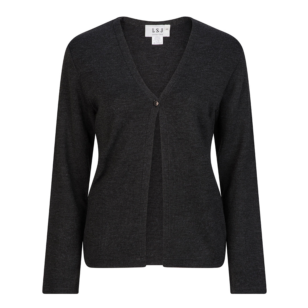 LSJ Collection The Single Button Cardigan | Ladies | Long Sleeve Charcoal Outerwear