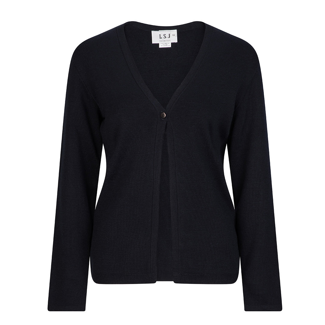 LSJ Collection The Single Button Cardigan | Ladies | Long Sleeve Navy Outerwear