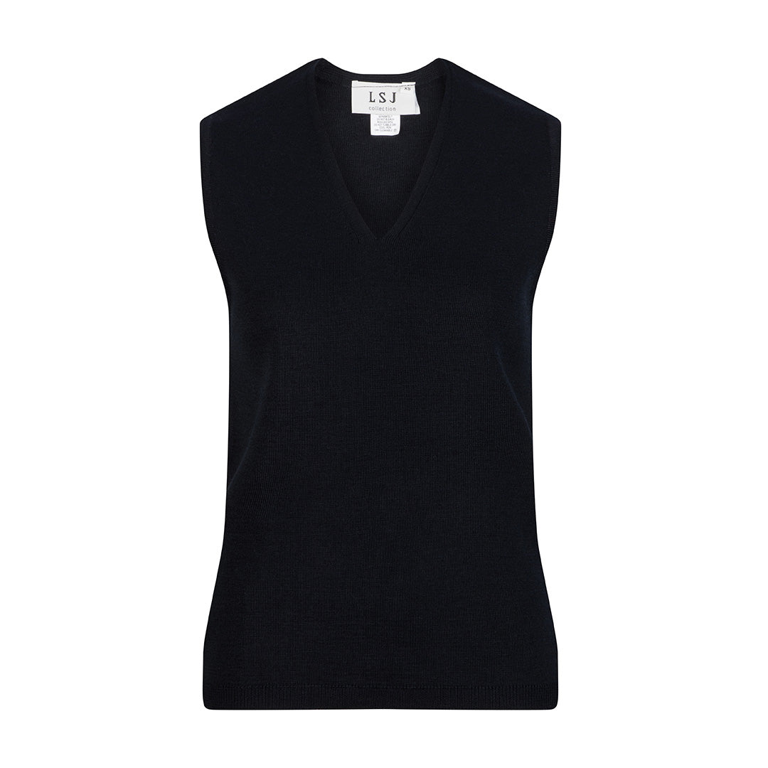 LSJ Collection The V Neck Vest | Ladies Black Outerwear