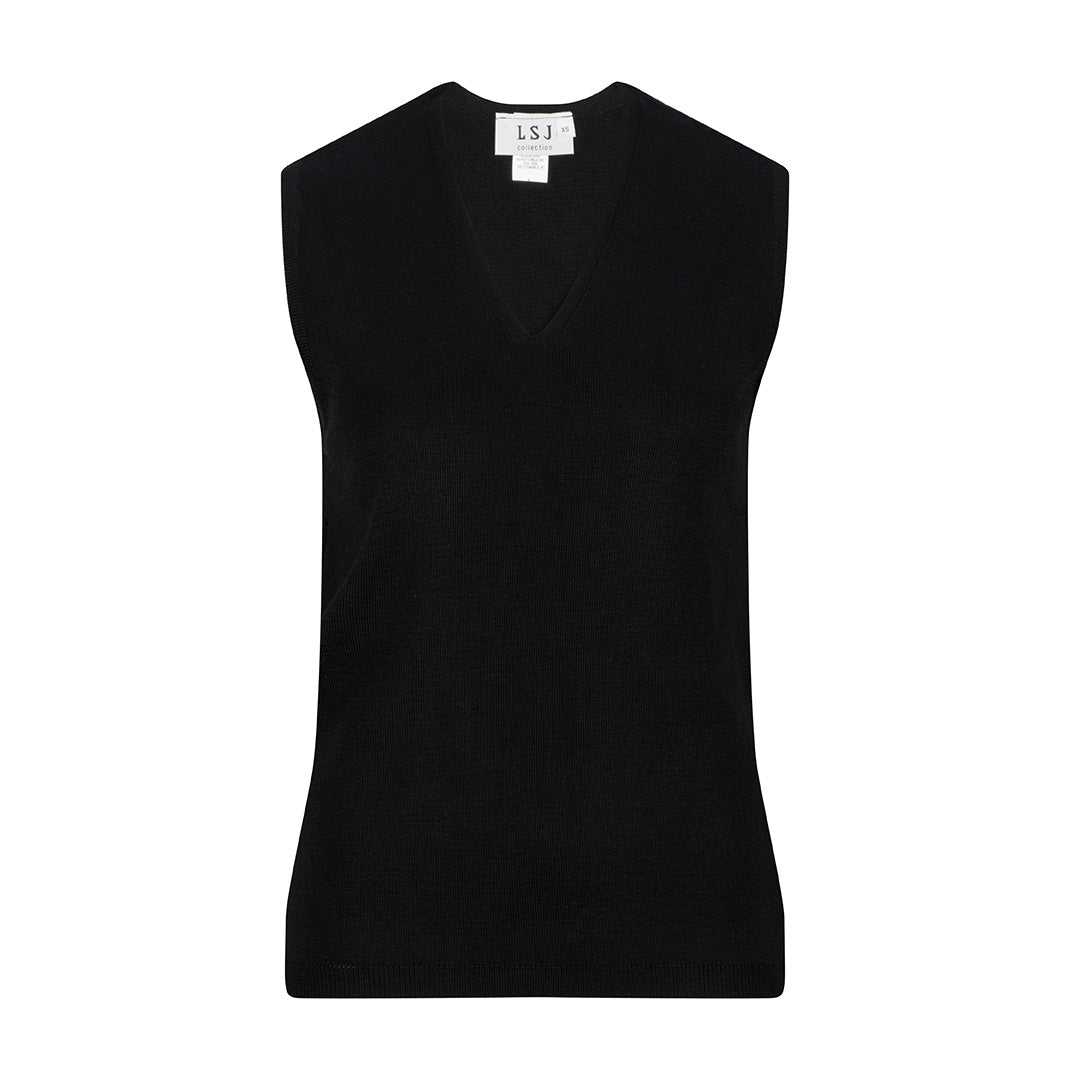 LSJ Collection The V Neck Vest | Ladies Navy Outerwear