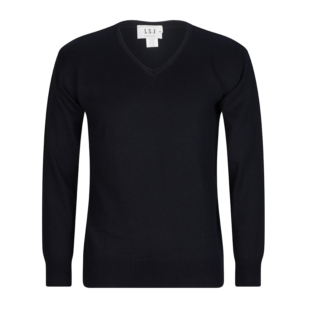 LSJ Collection The V Neck Wool Jumper | Mens Black Outerwear