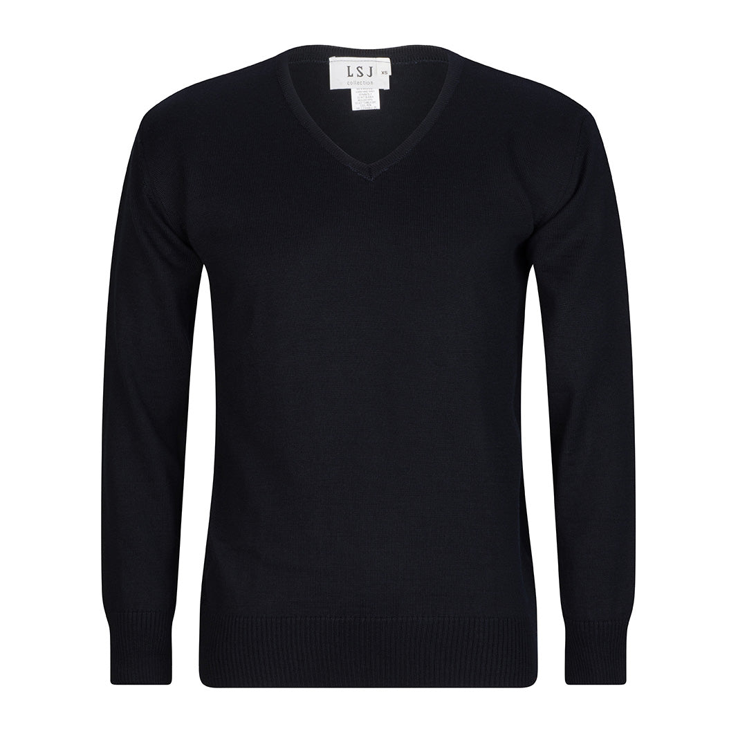 LSJ Collection The V Neck Wool Jumper | Mens Navy Outerwear