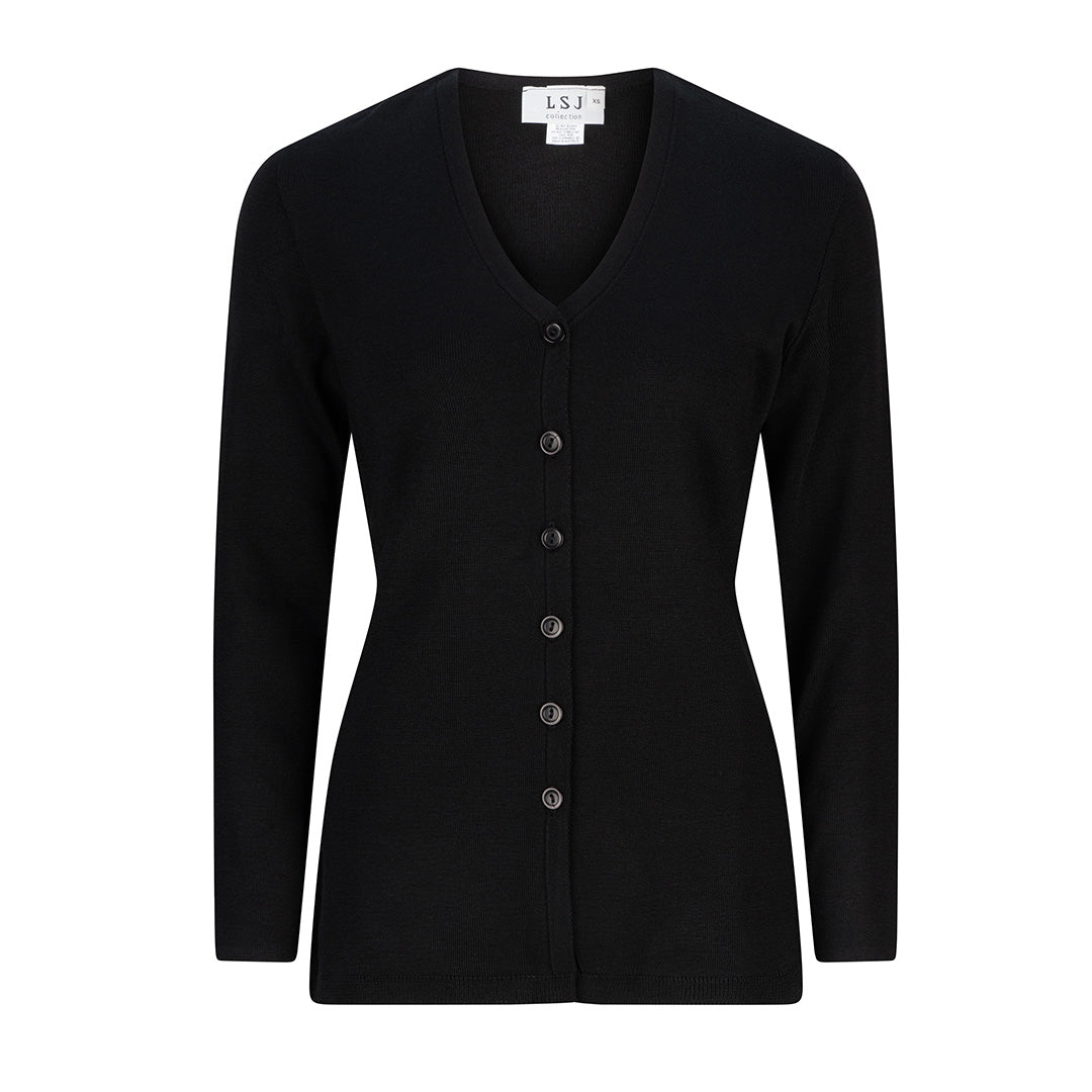 LSJ Collection The Long Line Cardigan | Ladies | Long Sleeves Black Outerwear