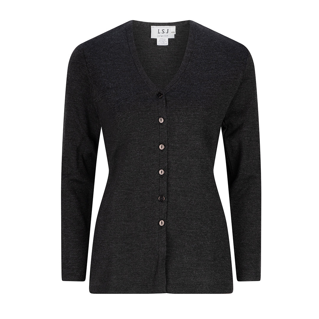 LSJ Collection The Long Line Cardigan | Ladies | Long Sleeves Charcoal Outerwear