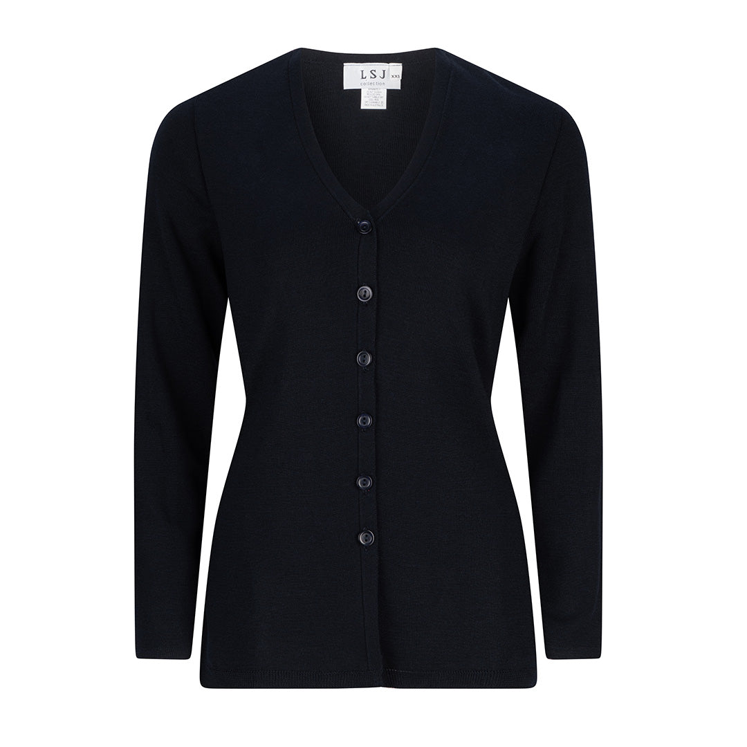 LSJ Collection The Long Line Cardigan | Ladies | Long Sleeves Navy Outerwear
