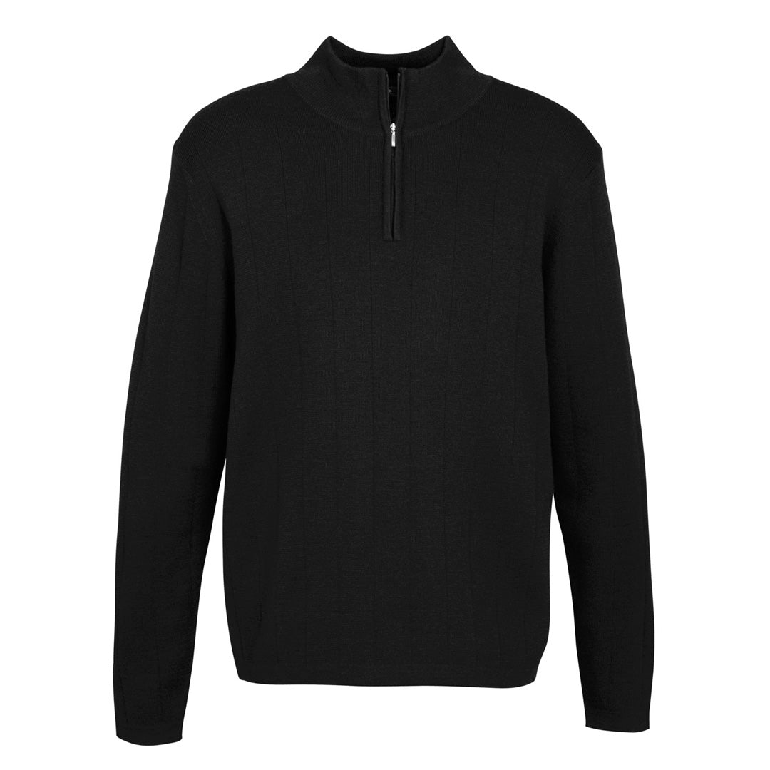 Biz Collection The Wool Rich Zip Collar Jumper | Mens Black Outerwear