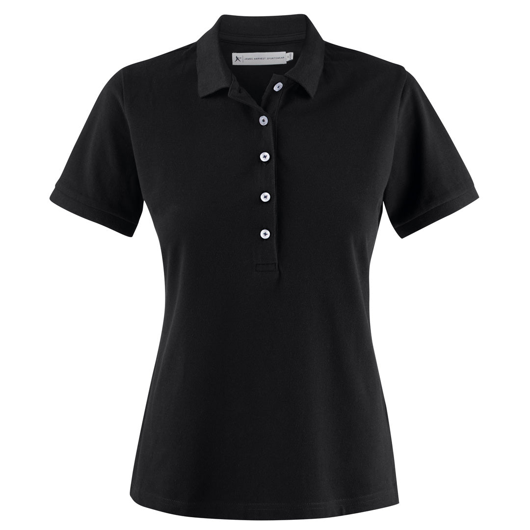 James Harvest The Sunset Polo | Ladies | Short Sleeve Black Shirts & Tops