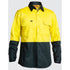 Bisley The Two Tone Lightweight Shirt | Hi Vis | Long Sleeve | Mens Yellow/Bottle Shirts & Tops