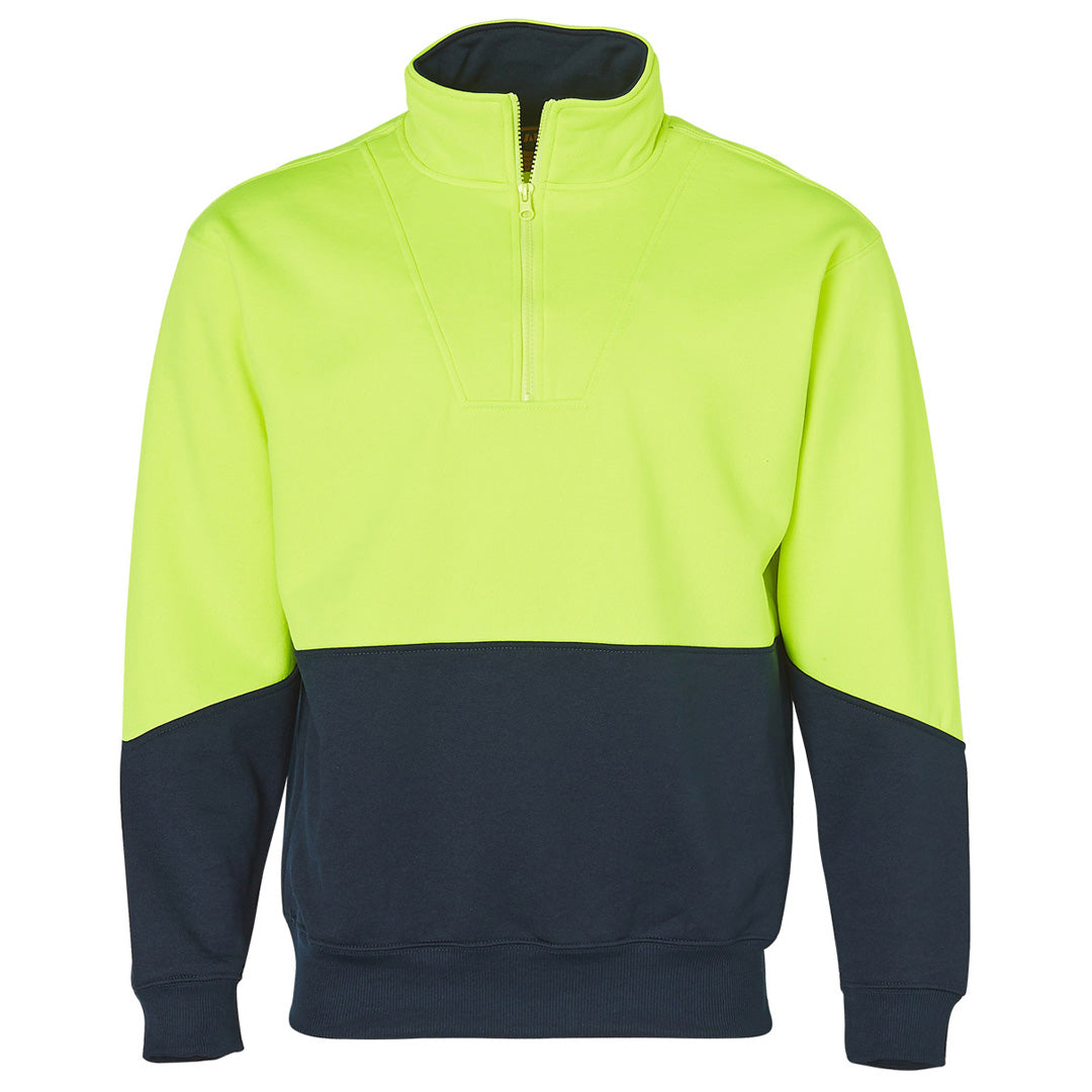 Winning Spirit The Hi Vis Collared Sweat | Mens Yellow/Navy Work Safety Protective Gear