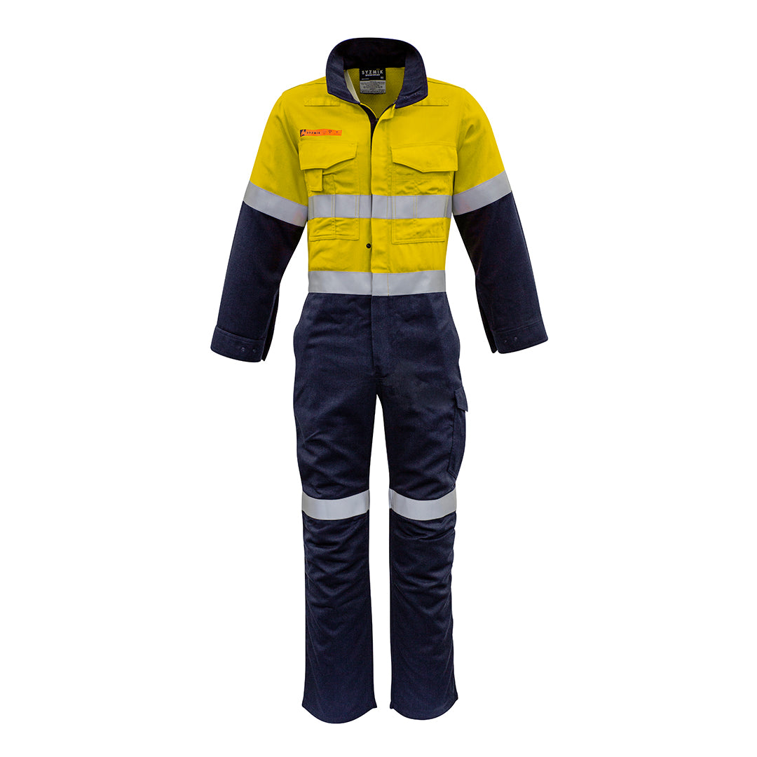 Syzmik The Tom Coverall | Mens | Hi Vis | Flame Resistant Yellow/Navy Work Safety Protective Gear