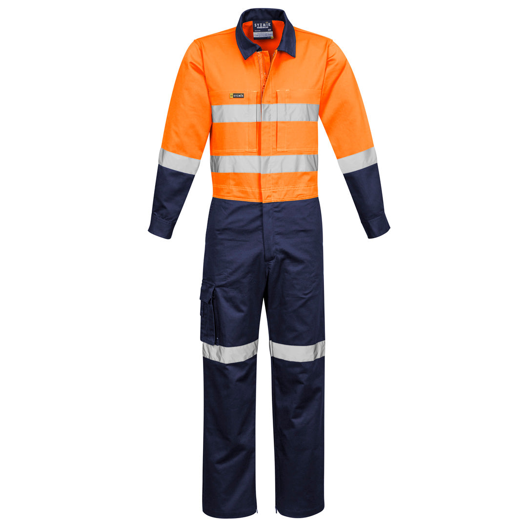 Syzmik The Rugged Cooling Taped Overall | Mens Orange/Navy Contractor Pants & Coveralls