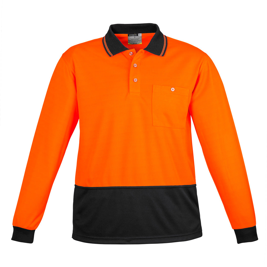 Syzmik The Alan Polo | Mens | Long Sleeve Orange/Black Shirts & Tops