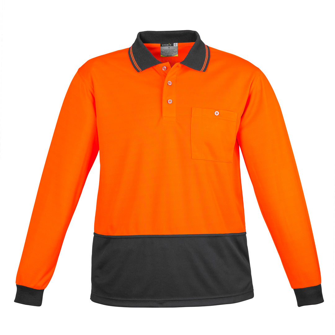 Syzmik The Alan Polo | Mens | Long Sleeve Orange/Charcoal Shirts & Tops