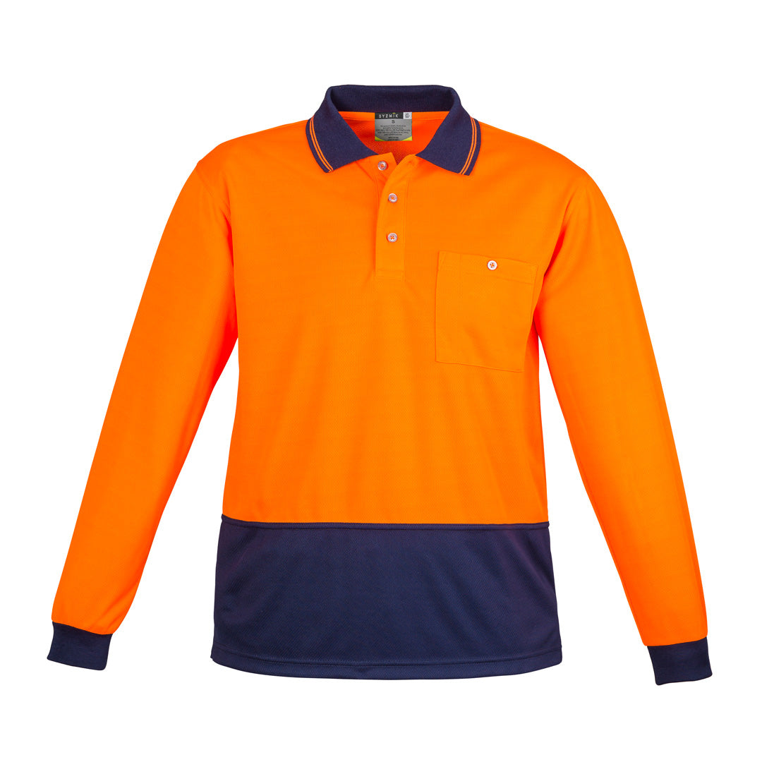 Syzmik The Alan Polo | Mens | Long Sleeve Orange/Navy Shirts & Tops