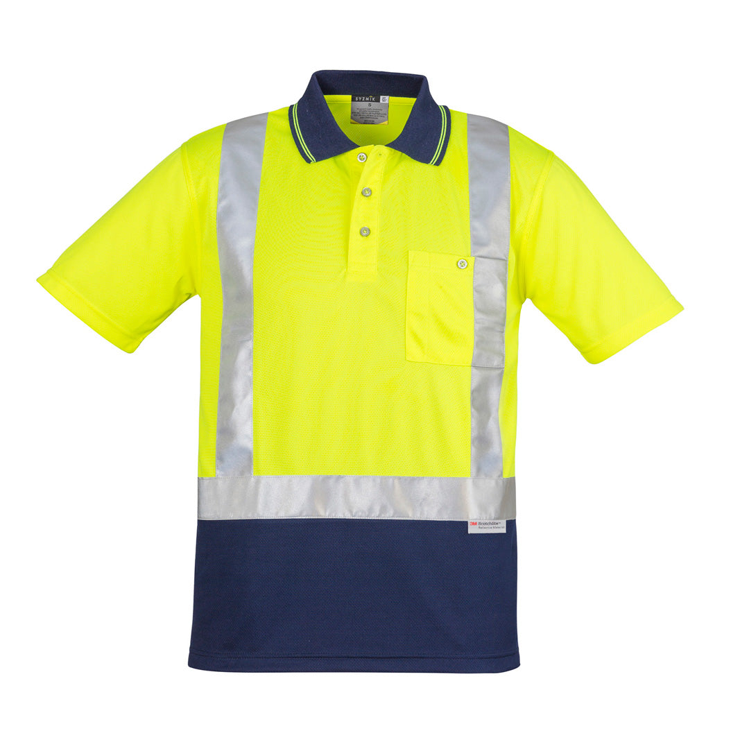 Syzmik The Hi Vis Spliced Polo | Shoulder Taped | Short Sleeve Yellow/Navy Work Safety Protective Gear
