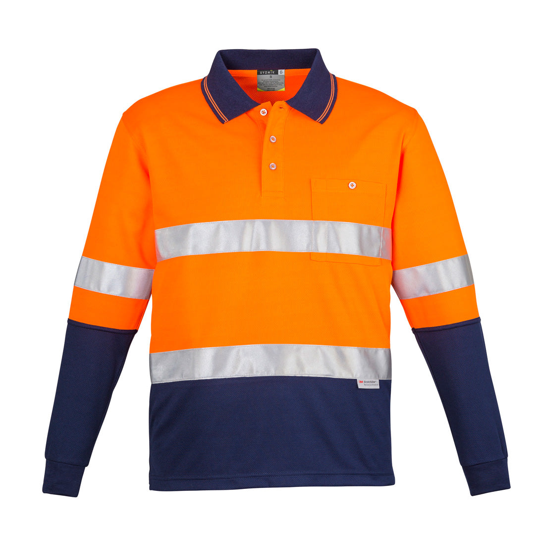 Syzmik The Hi Vi Spliced Polo | Long Sleeve | Hoop Taped Orange/Navy Work Safety Protective Gear