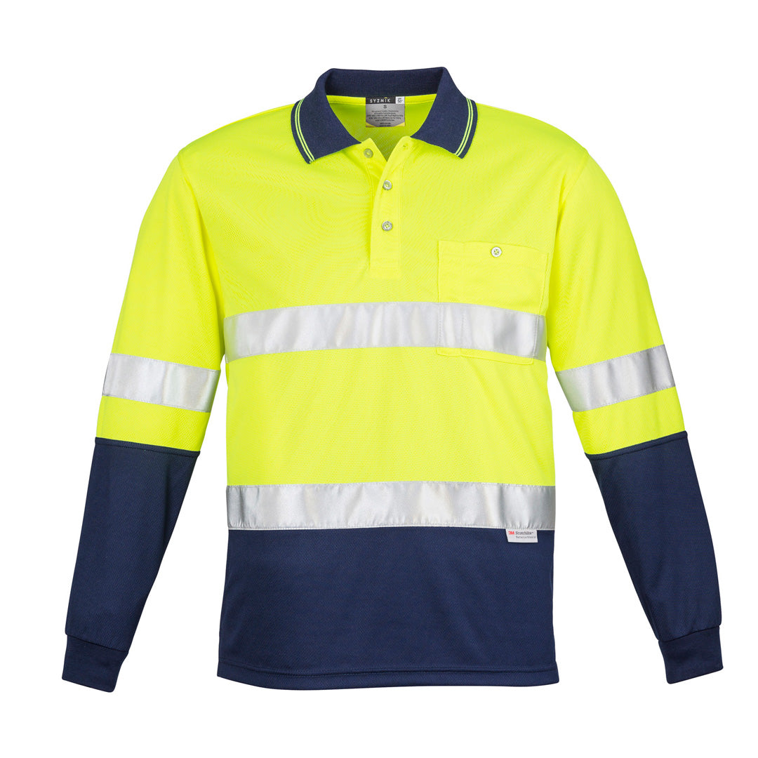 Syzmik The Hi Vi Spliced Polo | Long Sleeve | Hoop Taped Yellow/Navy Work Safety Protective Gear