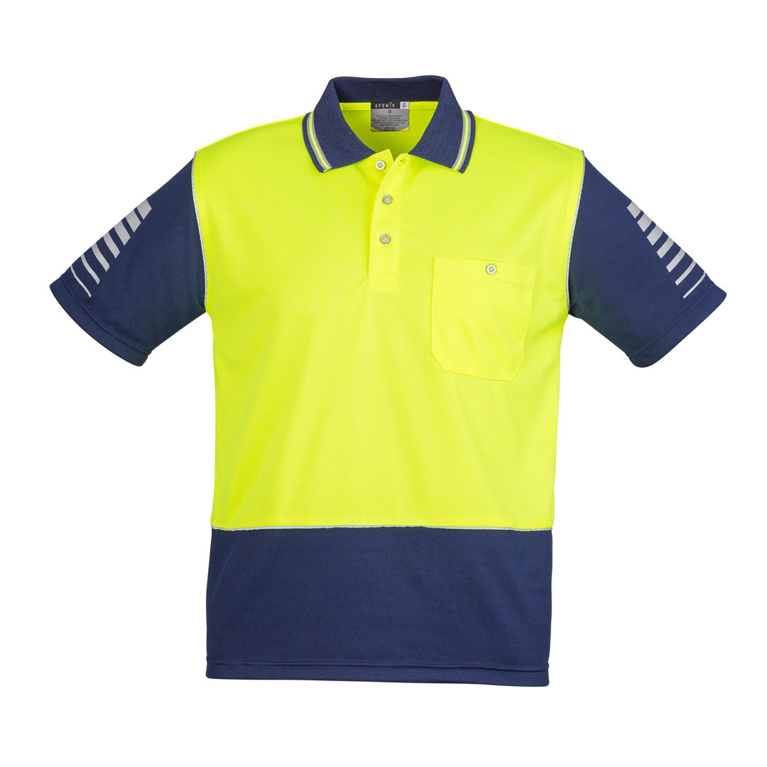 Syzmik The Hi Vis Zone Polo | Short Sleeve | Mens Yellow/Navy Shirts & Tops